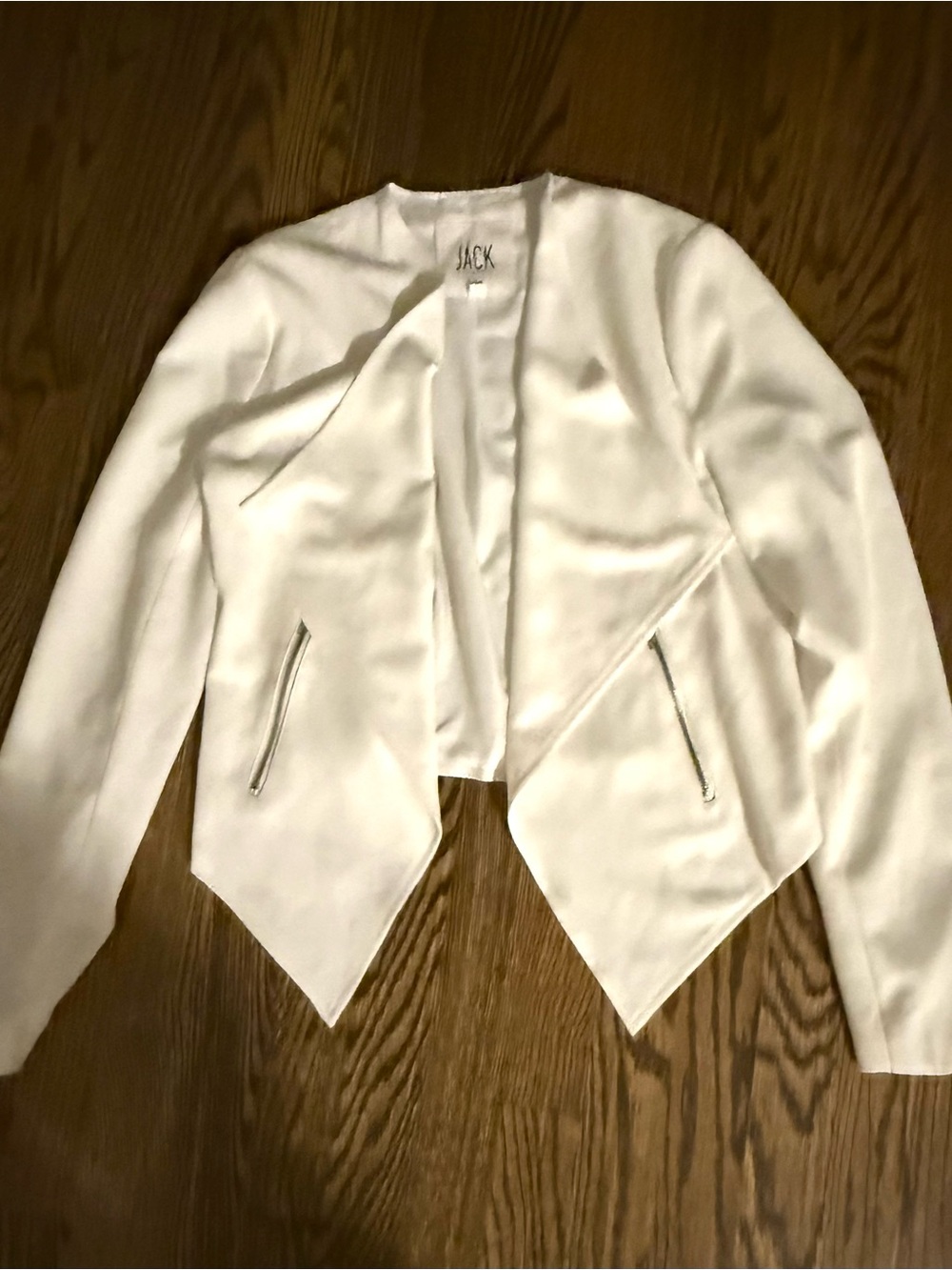 Jack by BB Dakota White Asymmetrical Open-Front Blazer